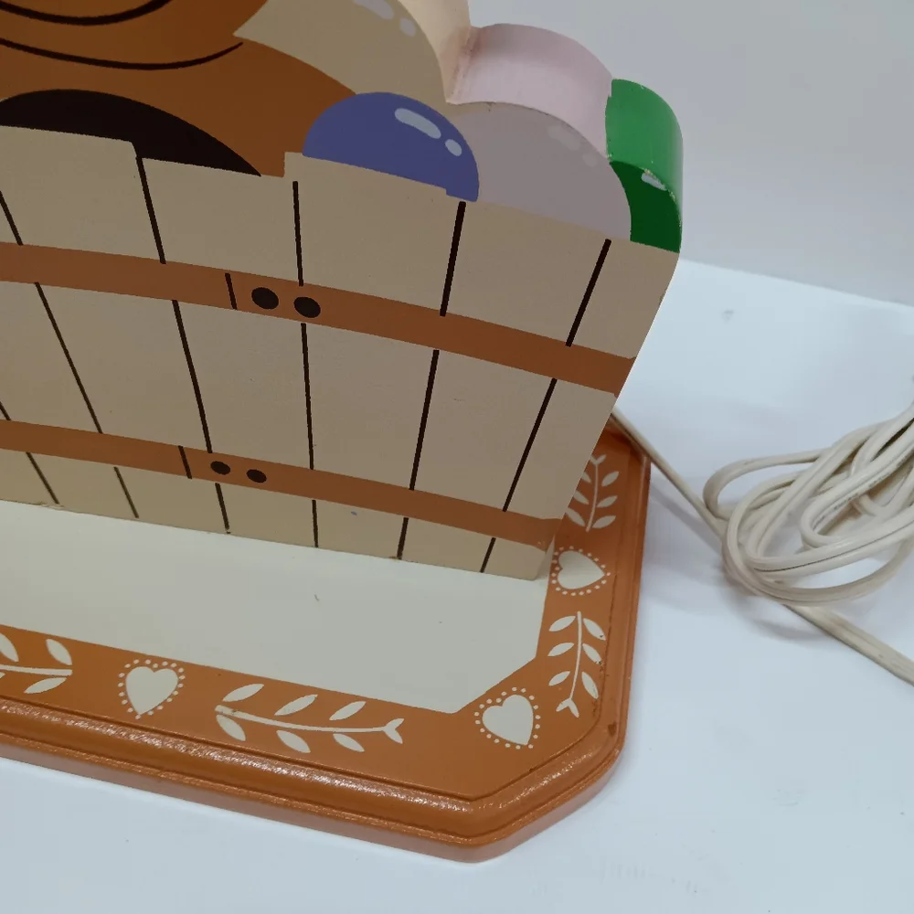Vintage Murray Feiss 90s Wooden Hand Painted Bear Nursery Lamp